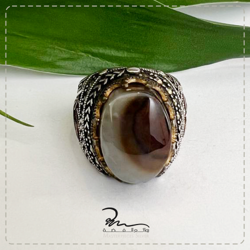 خاتم رجالي عقيق وفضة خالص