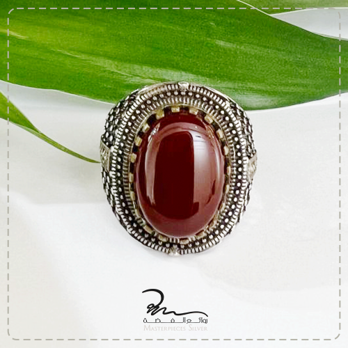 خواتم فضة رجالي وعقيق فاخر