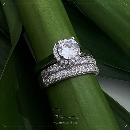 دبلة توينز فضة وزركون لامع براق