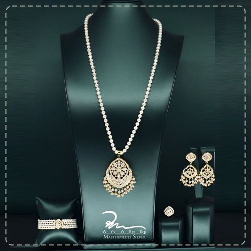 طقم لؤلؤ هندي و فضة خالص فاخر