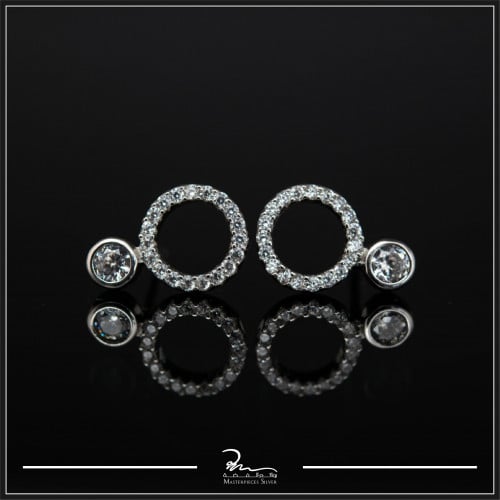 حلق فضة تصميم الألماس