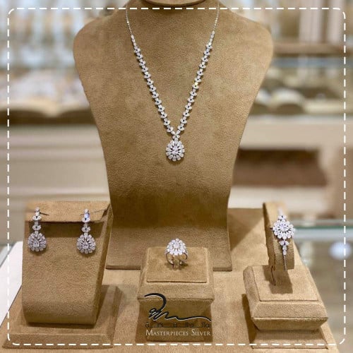 طقم فضة نسائي عيار 925 كامل