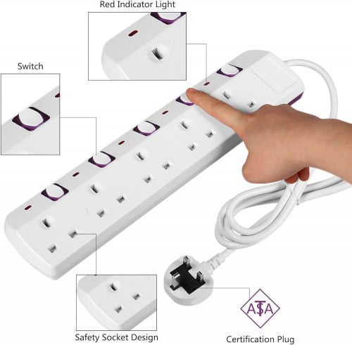 GETPOWER PORTABLE MULTI SOCKETS GS-55205-3M, 5WAYS...