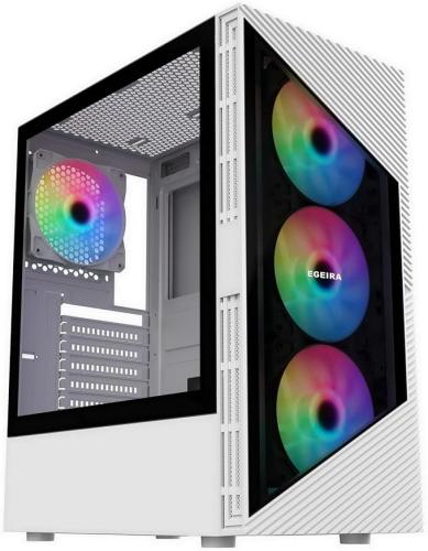 كيس Egeira Shadow ATX with 4 ARGB Fans White