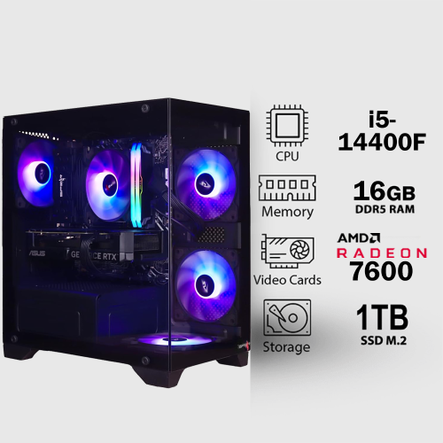 تجميعة متوسطة | كرت شاشة Radeon RX 7600 معالج Inte...