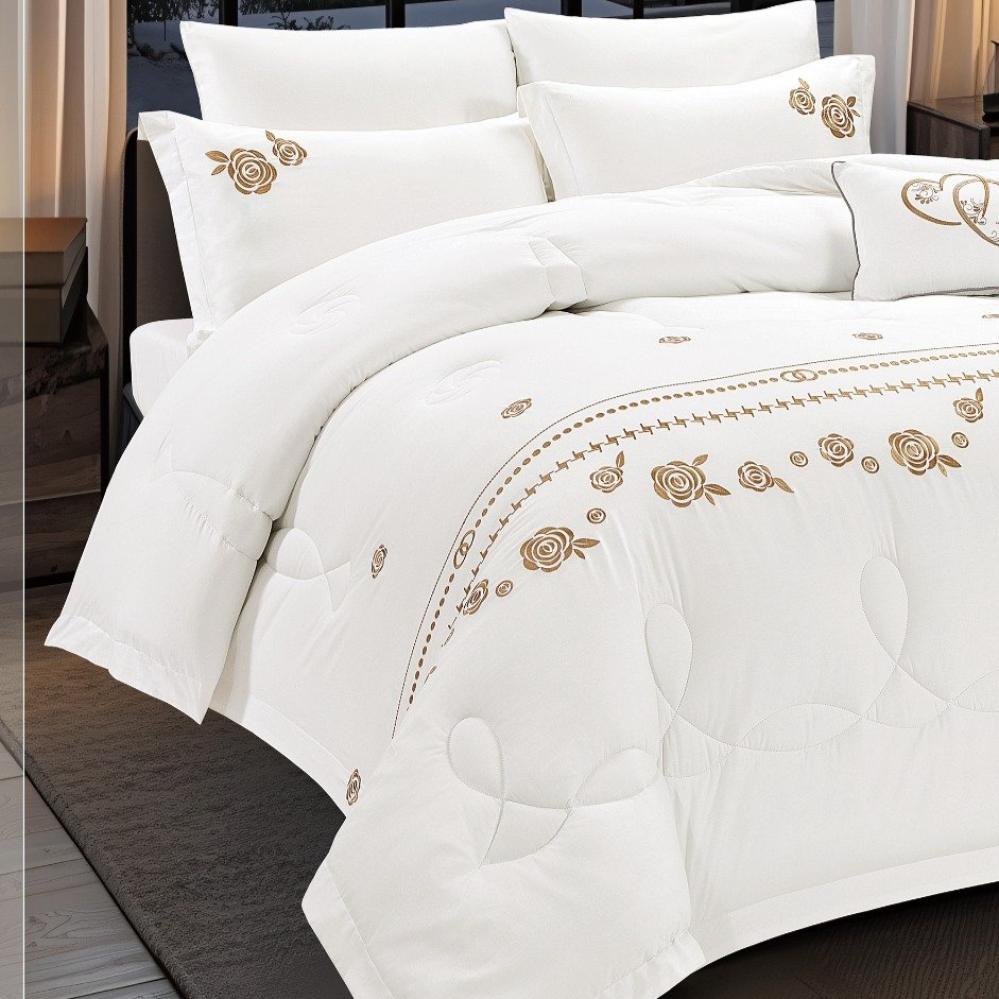 مفرش قطن 100% مطرز وردة 7 قطع  - 1