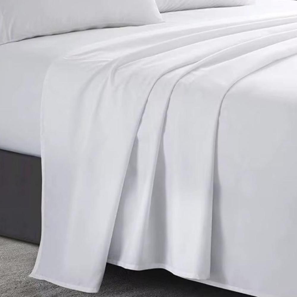 شرشف فندقي أبيض 150*200 مطاط فندقي قطن 50%