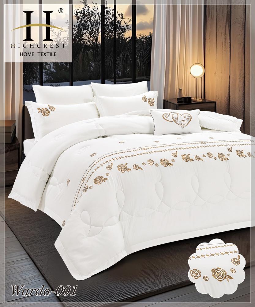 مفرش قطن 100% مطرز وردة 7 قطع  - 1