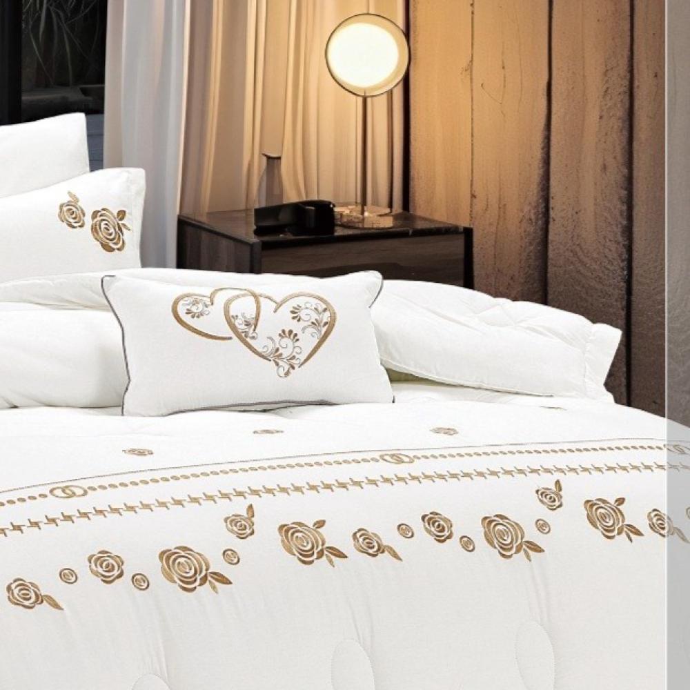 مفرش قطن 100% مطرز وردة 7 قطع  - 1