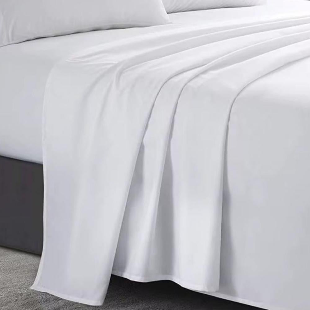 شرشف فندقي أبيض 200*200 مطاط فندقي قطن 50%