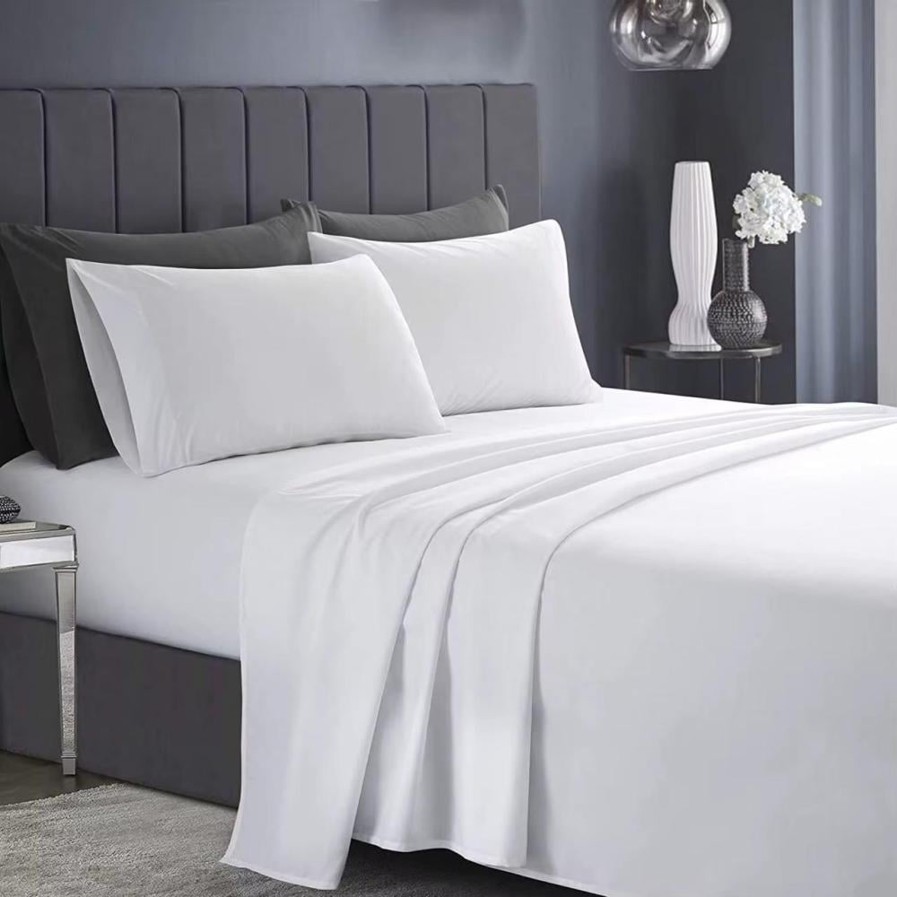 شرشف فندقي أبيض 180*200 مطاط فندقي قطن 50%