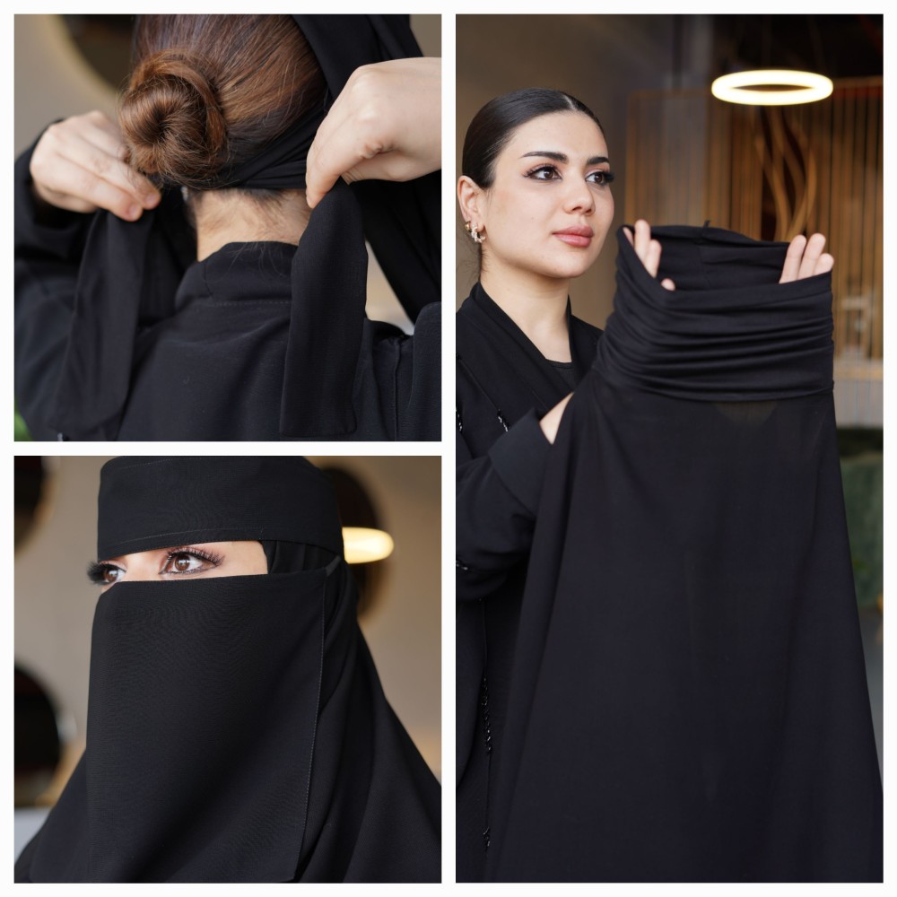 طرحة بندانة + طرحة ربط + نقاب عادي