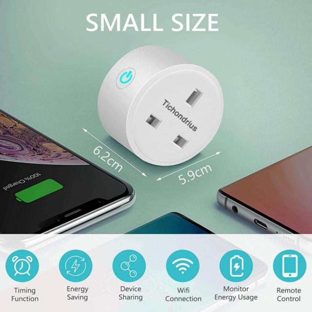 Tichondrius | Smart WiFi Plug | Smart Outlet Plug Socket | Compatible with Alexa | Voice Control | Timer Function | 1 pcs