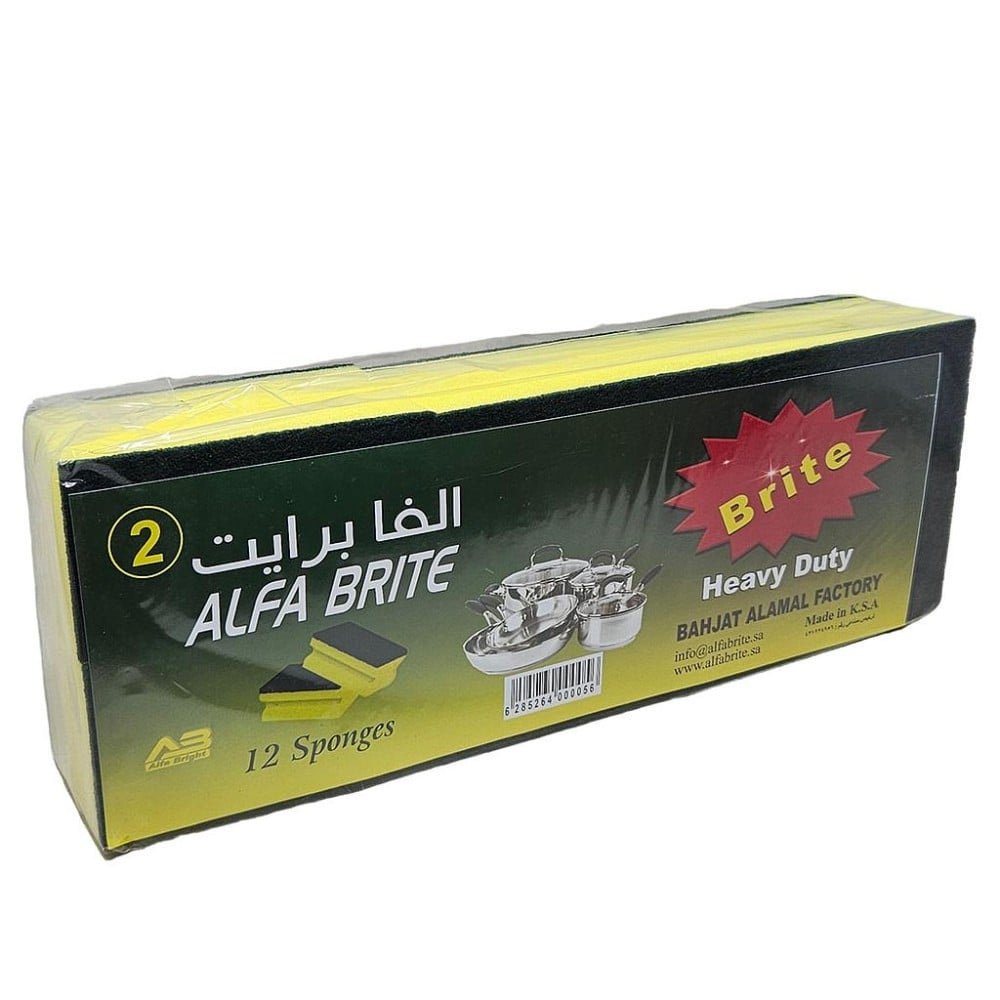 الفا برايت | حزمة اسفنج تنظيف | مع وجه ليف | 120 حبة