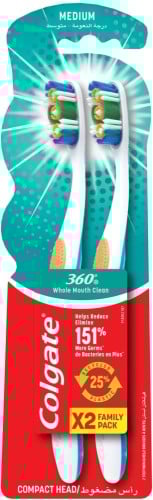كولجيت | فرشاة اسنان 360 وسط قطعتين Colgate | 360...