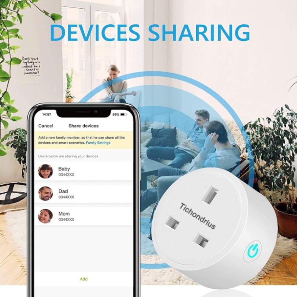 Tichondrius | Smart WiFi Plug | Smart Outlet Plug Socket | Compatible with Alexa | Voice Control | Timer Function | 1 pcs