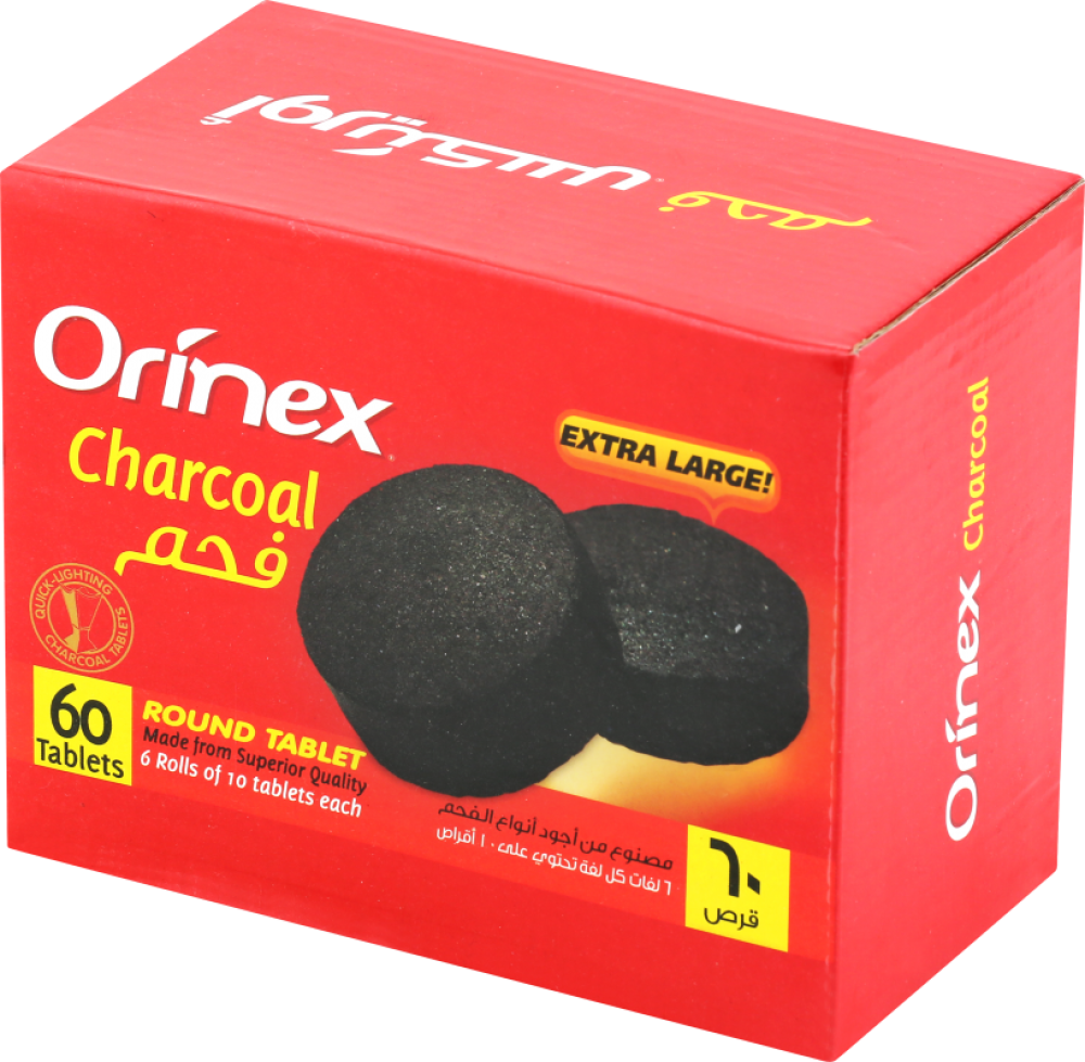 اورينكس | فحم بخور اسود دائري | علبة | 60 حبة | OXIC60