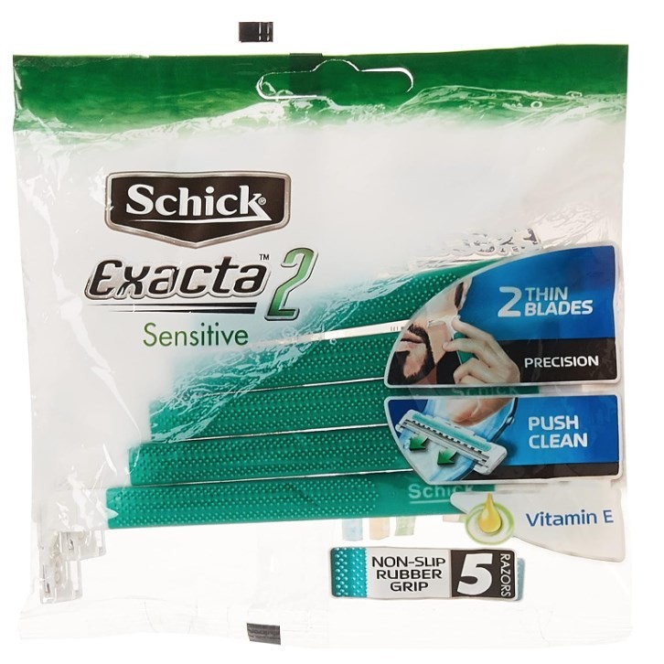 شفرات حلاقة للبشرة الحساسة، للرجال، 5 قطع Schick 5 Sensetive Razor Green 5