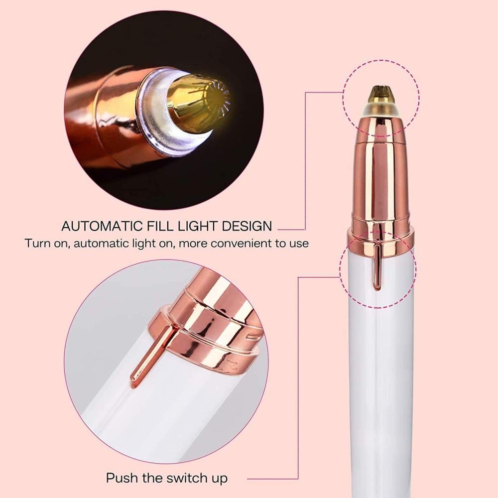 CYY Eyebrow Hair Remover, Eyebrow Shaper for Women, Painless-Precision Eyebrow Trimmer Brows Epilator Eye Brow Facial Face Razor for Face Lips Nose Facial Hair Removal with LED Light (White)