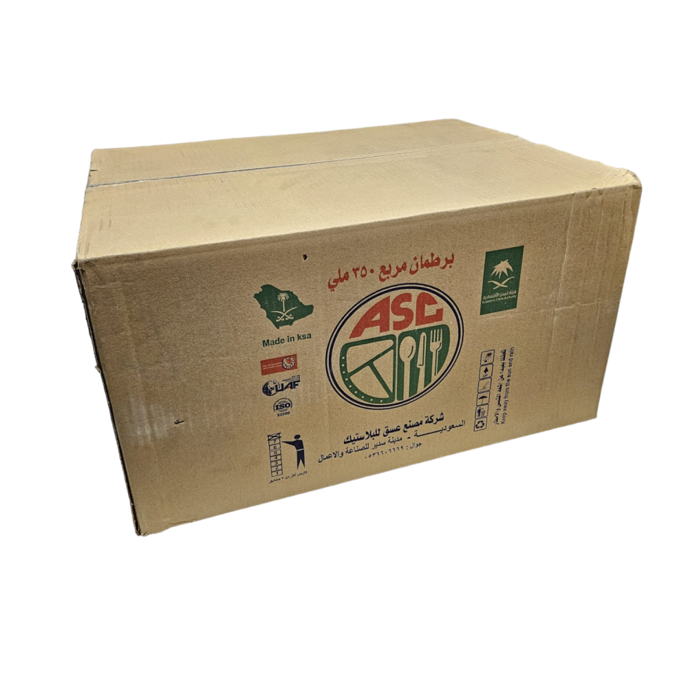 عسق | برطمان | علب بلاستيك مربع | شفاف | رقم 350*57 | 350 مل | كرتون | 144 حبة