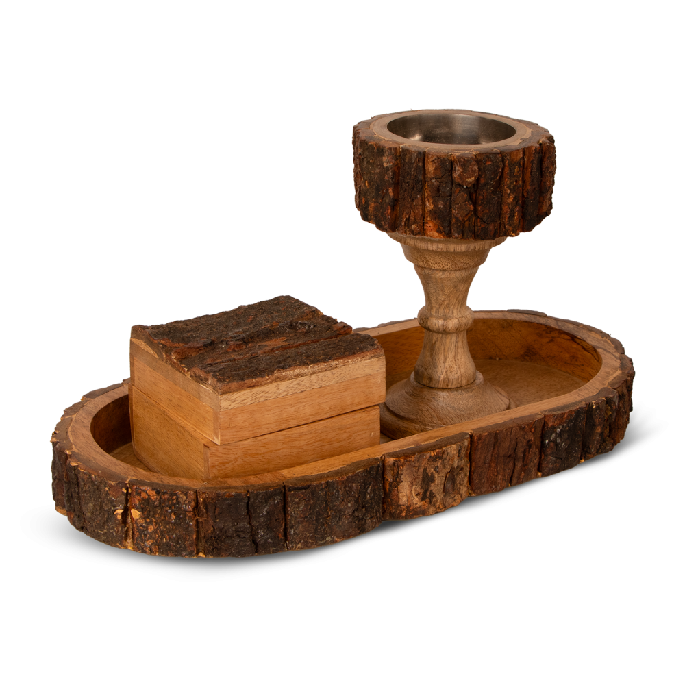 Wooden incense burner set