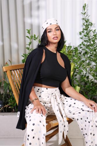 طقم بدلة كاجوال لون أسود منقط