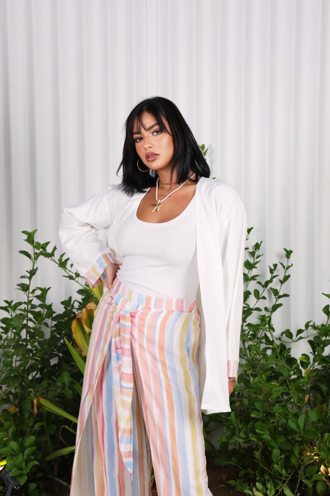 طقم بدلة كاجوال لون مخطط