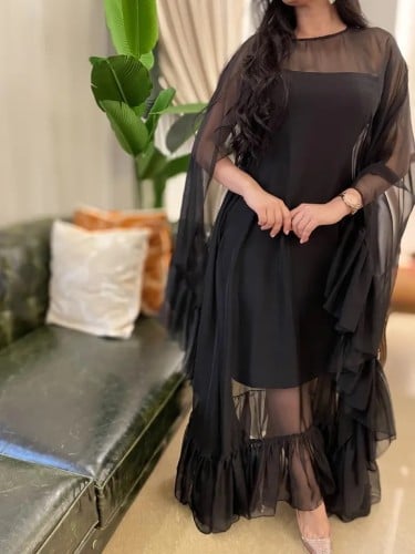 فستان اسود انيق شفاف