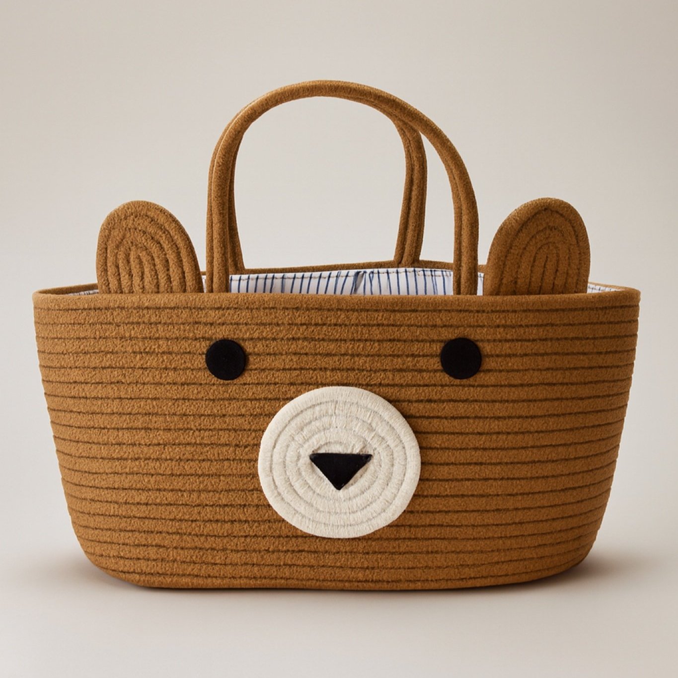 شنطة  وسلة تخزين  ومنظم  بتصميم "الدب اللطيف"  بني