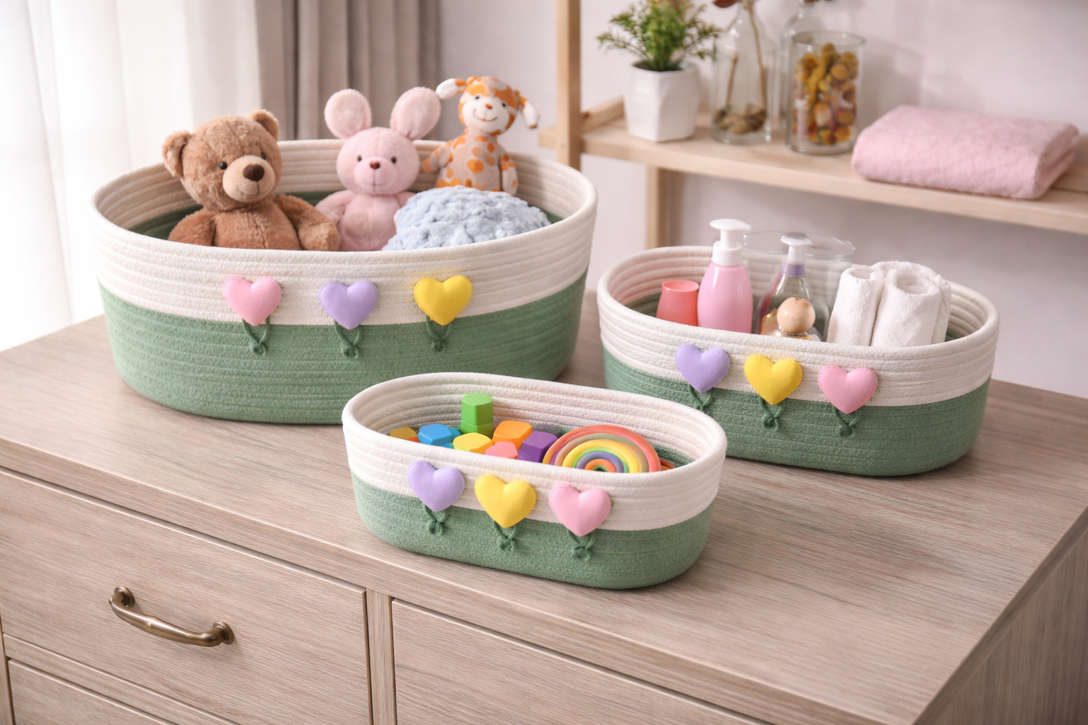 سلال ترتيب أغراض الأطفال – تنظيم أنيق وعملي 3 قطع