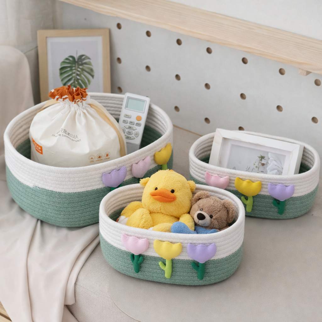 سلال ترتيب أغراض الأطفال – تنظيم أنيق وعملي 3 قطع