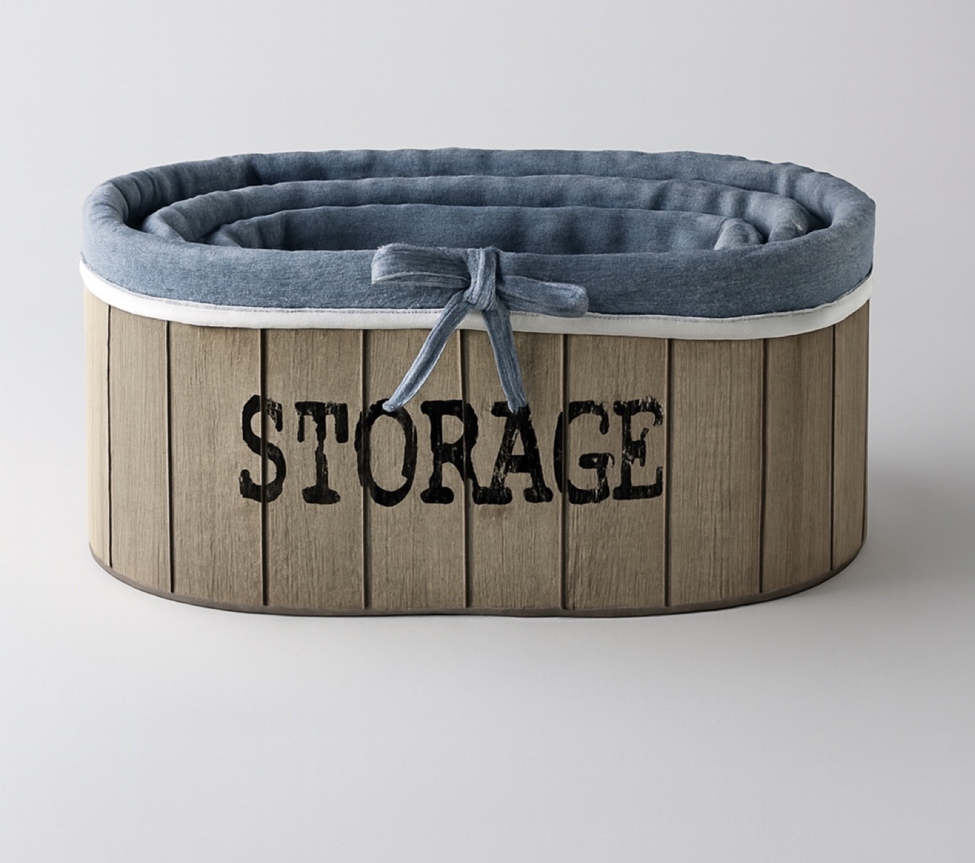 طقم سلال تخزين خشبية مبطّنة بالقماش بتصميم أنيق وبسيط، مناسبة للاستخدام المنزلي 3 قطع