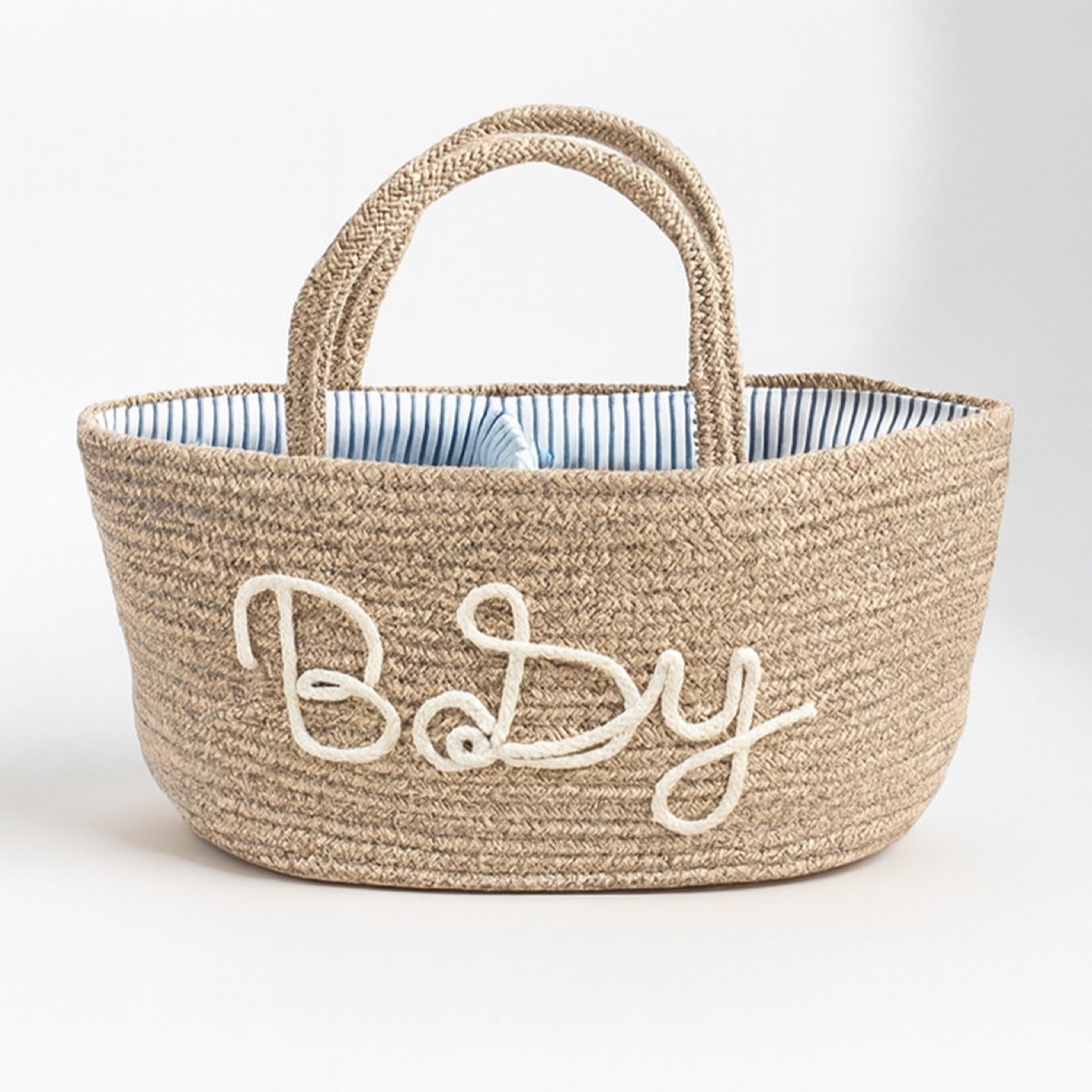سلة تنظيم أغراض البيبي البيج الأنيقة بحبال قطنية