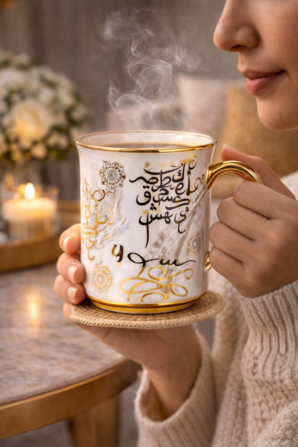 كوب قهوة ملكي بتصميم فاخر صناعة تركية بعدة الوان ونقشات