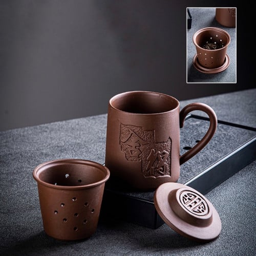 كوب مصنوع من الفخار اللون احمر بني السعه 500 ML