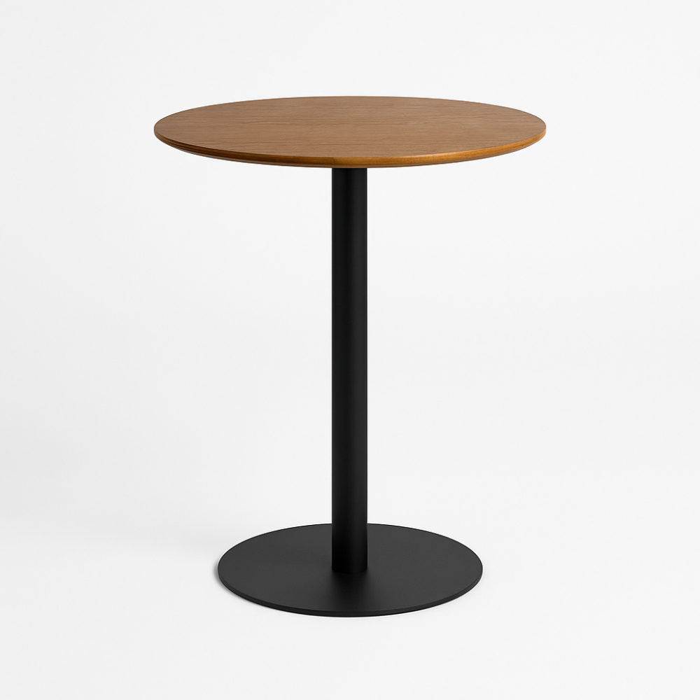 Round Coffee/Tea Table — 60 cm, Wood Top, Black Base