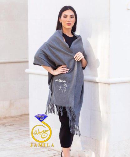 شال شتوي بتصميم سكارف قماش ناعم وفرو دافي