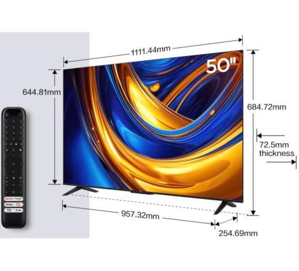 شاشة TCL، 50 بوصة، HDR10، Google TV، Dolby Audio، 60 هرتز - موديل 50P61B