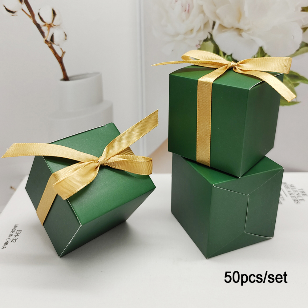 صندوق حلوى مربع أخضر ، صندوق هدايا ، صندوق تعبئة ،10 من 50