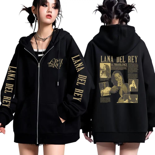 سترة بغطاء رأس بسحاب من Lana Del Rey عتيق ، ألبوم...