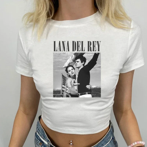 Lana Del Rey-قمم قصيرة الأكمام للنساء ، قمصان جامع...