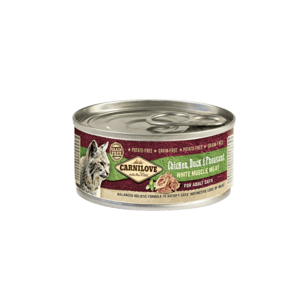 كارنيلوف دجاج و بط مع طائر التدرج للقطط البالغة 100g