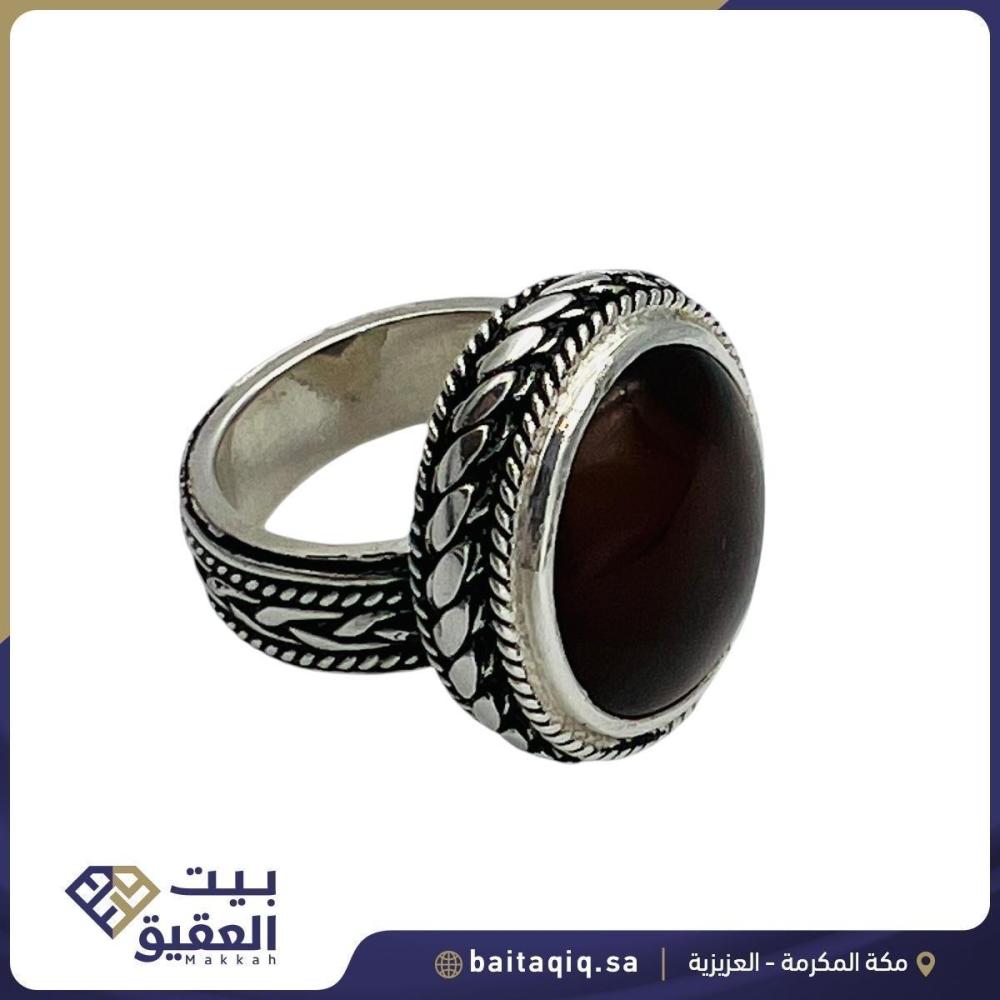 خاتم عقيق يمني بصياغة السلك نجراني
