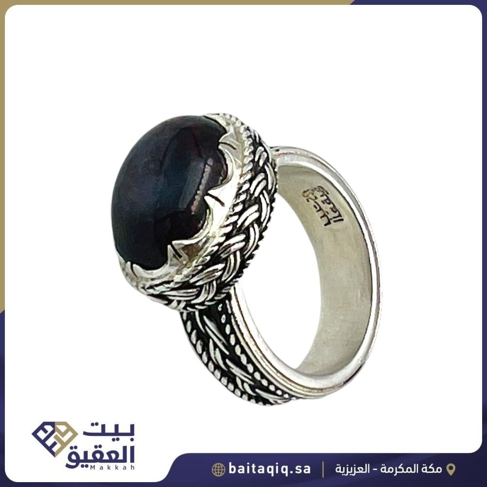 خاتم تفصيل حسب الطلب صياغة نجراني سلك ضفيرة فضة -أوبال اثيوبي (يمكنك اختيار المقاس وإختيار حجر آخر )