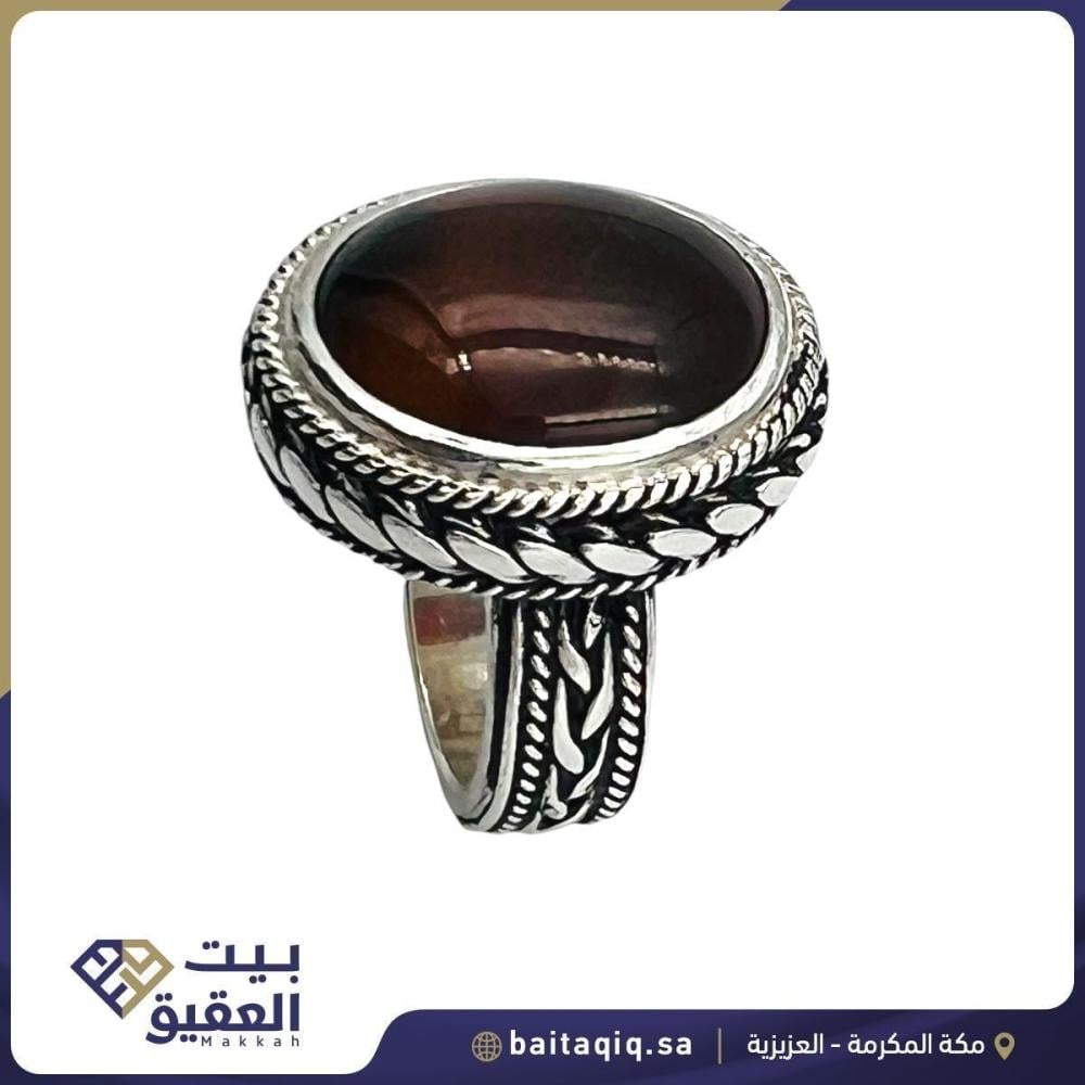 خاتم عقيق يمني بصياغة السلك نجراني