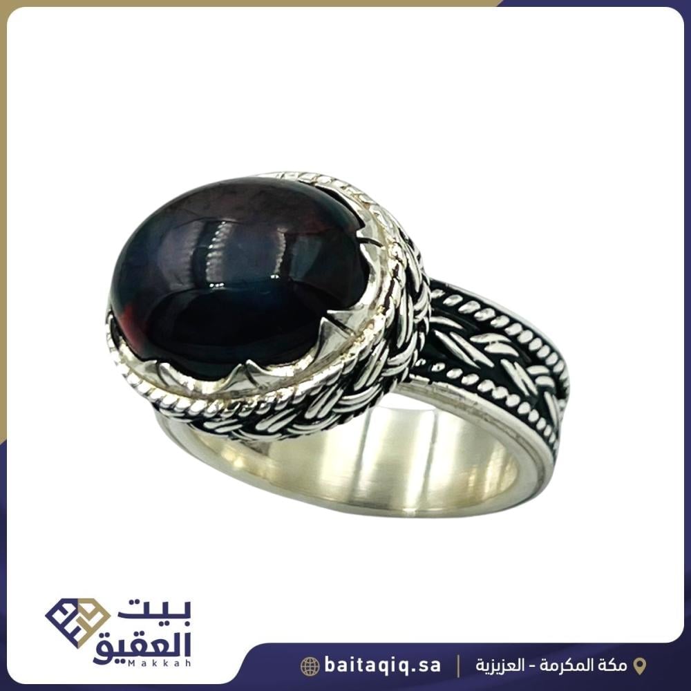 خاتم تفصيل حسب الطلب صياغة نجراني سلك ضفيرة فضة -أوبال اثيوبي (يمكنك اختيار المقاس وإختيار حجر آخر )