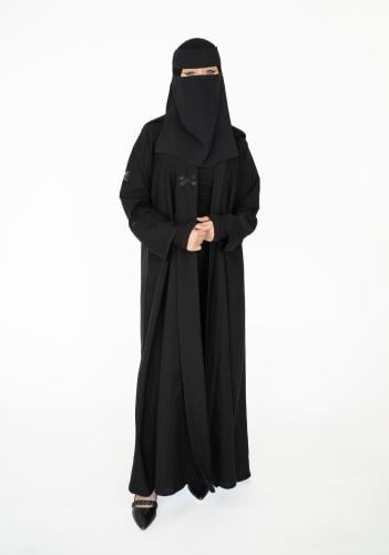 عباية نص كلوش قماش كتان شك يدوي