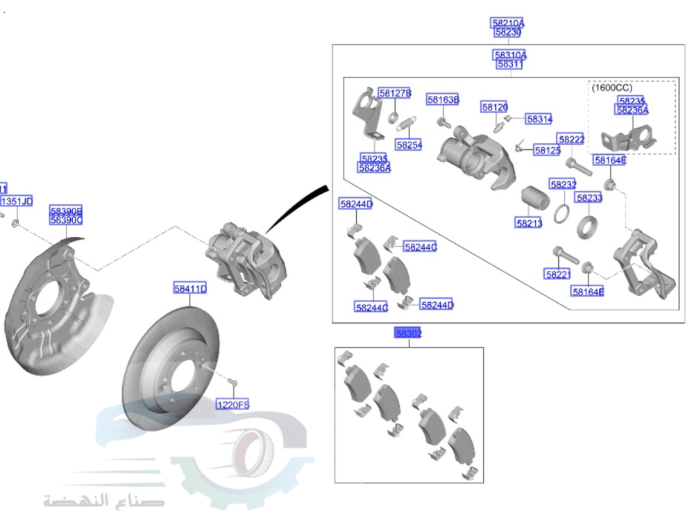 58302AAA30 فحمات فرامل خلفي النترا 2020 اصلي