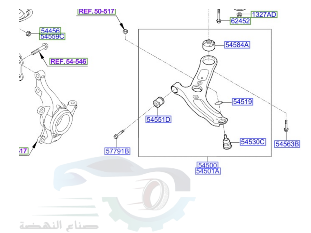 545002V000 مقص امامي النترا يســار  اصلي