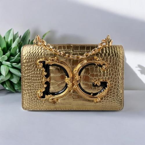DG Girls Gold Crocodile Print - علامة تجارية راقية Top Brand